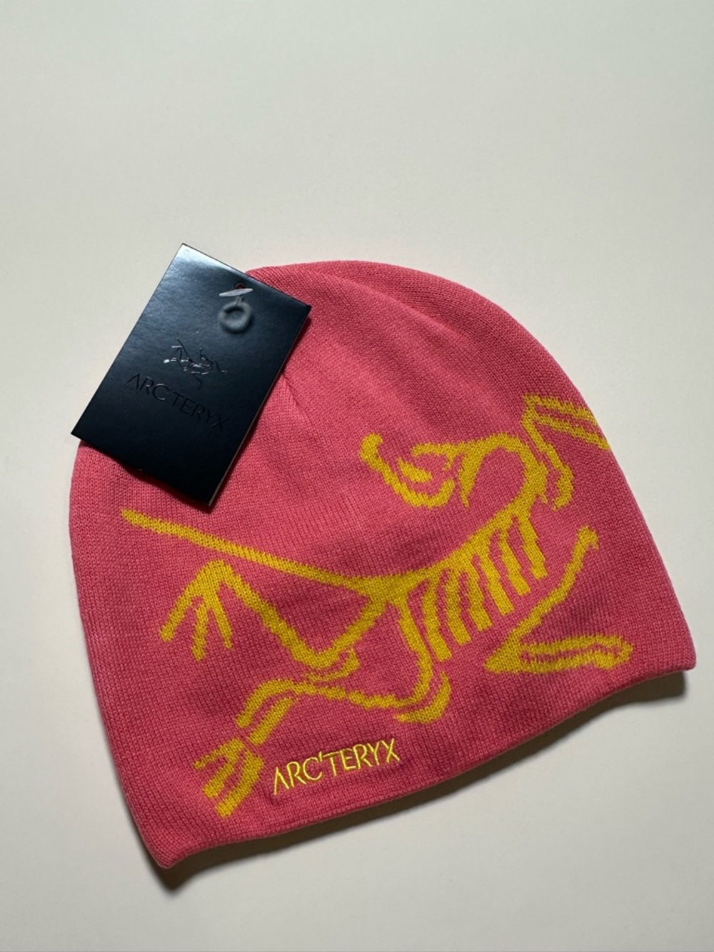 Arc'teryx Pink Beanie with Yellow Logo